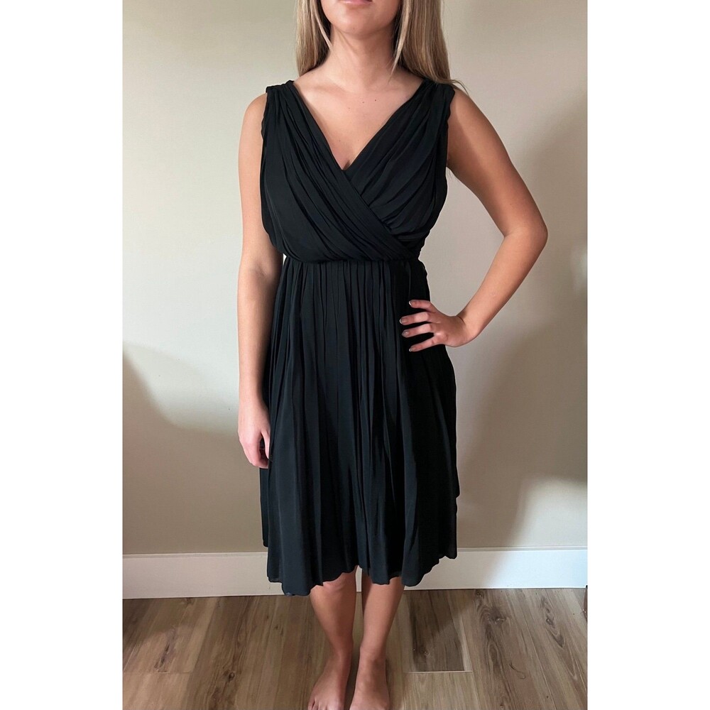 1950s Vintage Aline Black Crepe Cocktail Dress Sz M